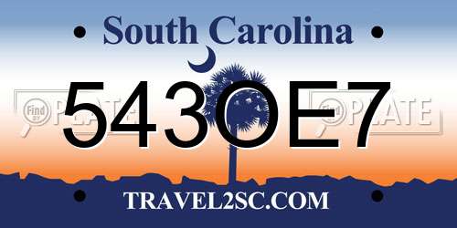 543OE7 South Carolina License Plate