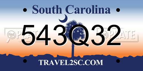 543Q32 South Carolina License Plate