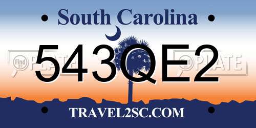 543QE2 South Carolina License Plate