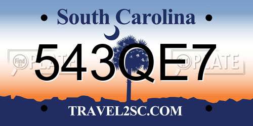 543QE7 South Carolina License Plate