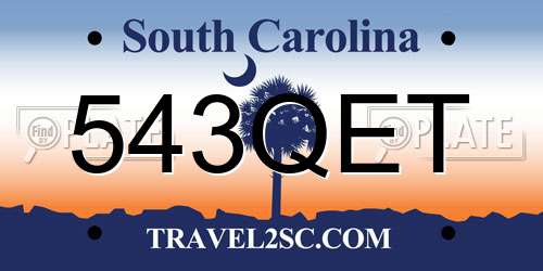 543QET South Carolina License Plate