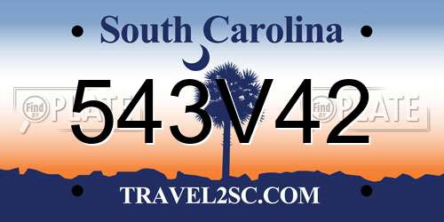 543V42 South Carolina License Plate