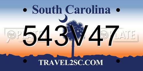 543V47 South Carolina License Plate