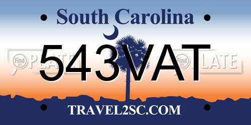 543VAT South Carolina License Plate