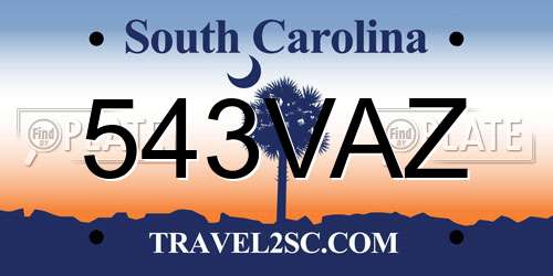 543VAZ South Carolina License Plate