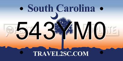 543YM0 South Carolina License Plate