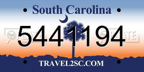 5441194 South Carolina License Plate