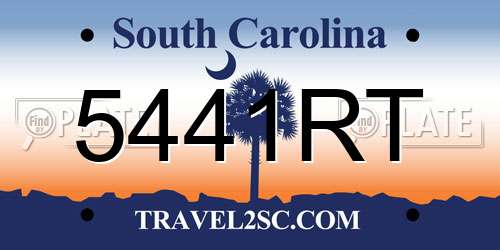 5441RT South Carolina License Plate
