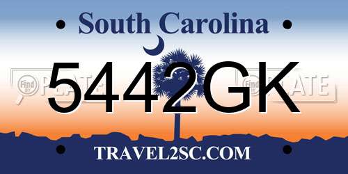 5442GK South Carolina License Plate