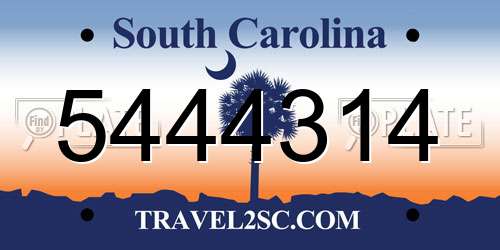 5444314 South Carolina License Plate