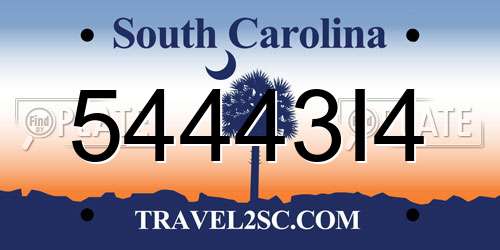 54443I4 South Carolina License Plate