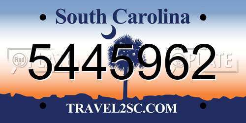 5445962 South Carolina License Plate