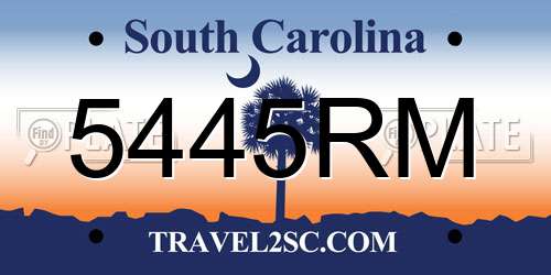 5445RM South Carolina License Plate