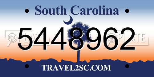 5448962 South Carolina License Plate
