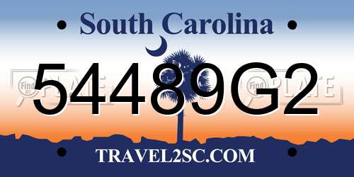 54489G2 South Carolina License Plate
