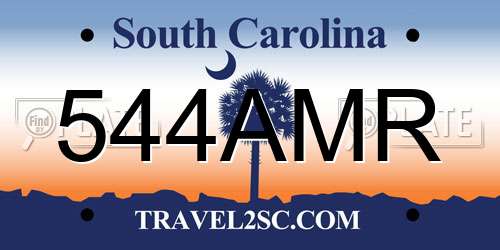 544AMR South Carolina License Plate