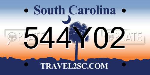544Y02 South Carolina License Plate