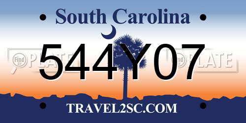 544Y07 South Carolina License Plate