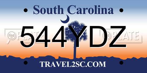 544YDZ South Carolina License Plate