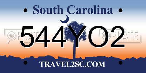 544YO2 South Carolina License Plate