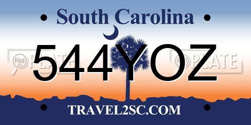 544YOZ South Carolina License Plate