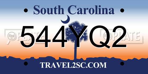 544YQ2 South Carolina License Plate