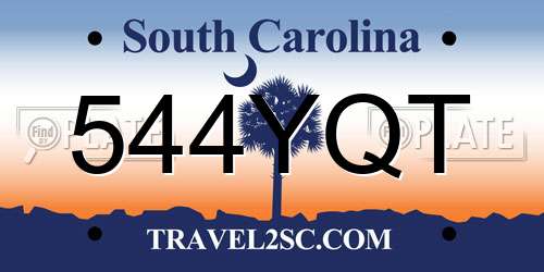 544YQT South Carolina License Plate