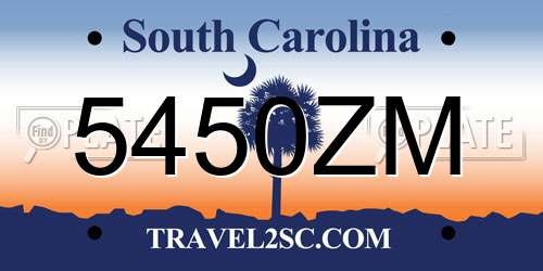 5450ZM South Carolina License Plate