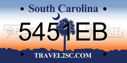 5451EB South Carolina License Plate
