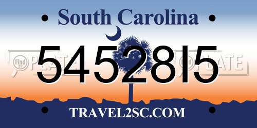 54528I5 South Carolina License Plate