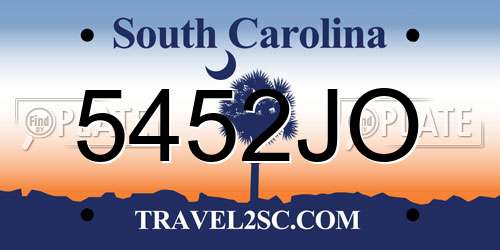 5452JO South Carolina License Plate