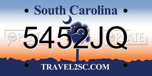 5452JQ South Carolina License Plate