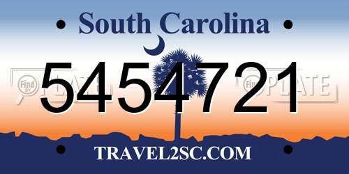5454721 South Carolina License Plate