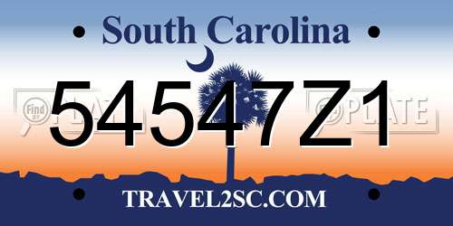 54547Z1 South Carolina License Plate
