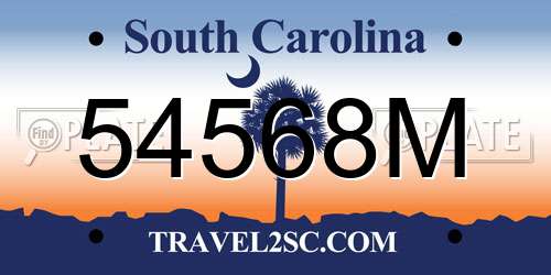 54568M South Carolina License Plate