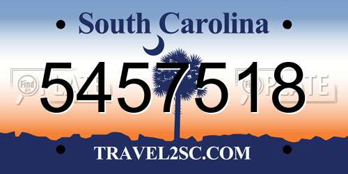 5457518 South Carolina License Plate