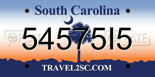 54575I5 South Carolina License Plate