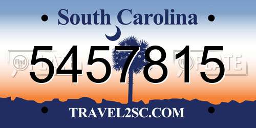 5457815 South Carolina License Plate