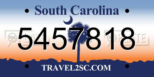 5457818 South Carolina License Plate