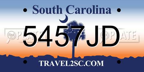 5457JD South Carolina License Plate