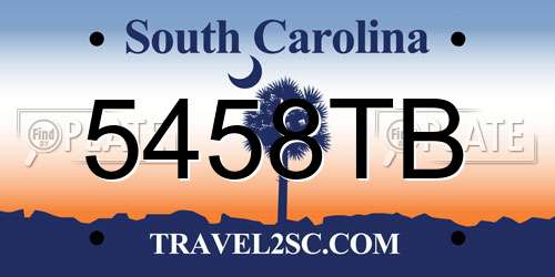 5458TB South Carolina License Plate