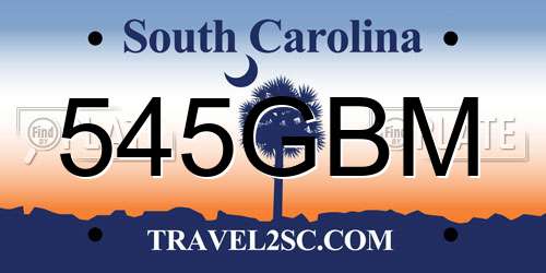 545GBM South Carolina License Plate