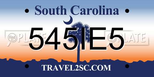 545IE5 South Carolina License Plate