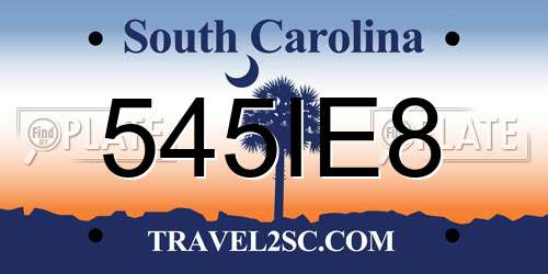 545IE8 South Carolina License Plate