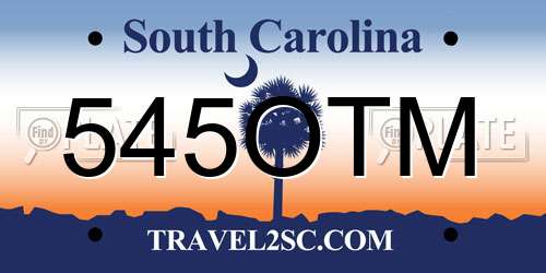545OTM South Carolina License Plate
