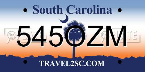 545OZM South Carolina License Plate