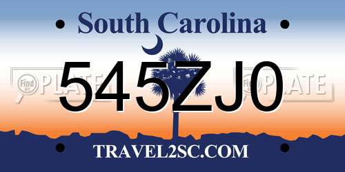 545ZJ0 South Carolina License Plate