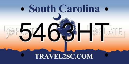 5463HT South Carolina License Plate