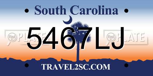 5467LJ South Carolina License Plate