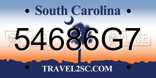 54686G7 South Carolina License Plate